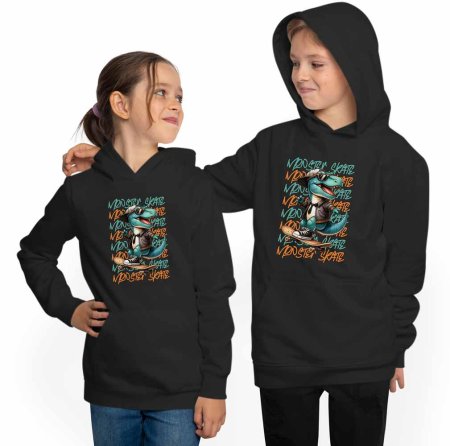 Hoodie Kids Hooded Sweater - Dino with Monster Skater i536